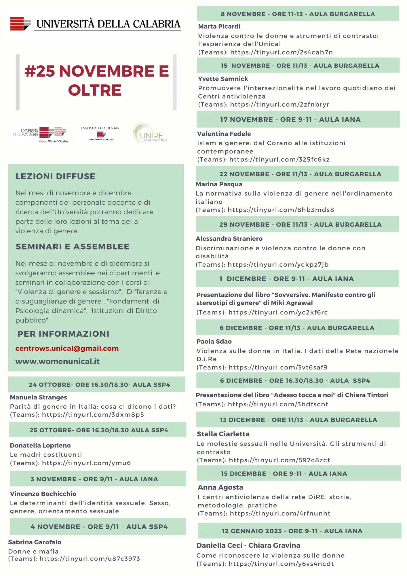#25 novembre e oltre (aa 22-23) DeMaCS #25 novembre e oltre (aa 22-23)