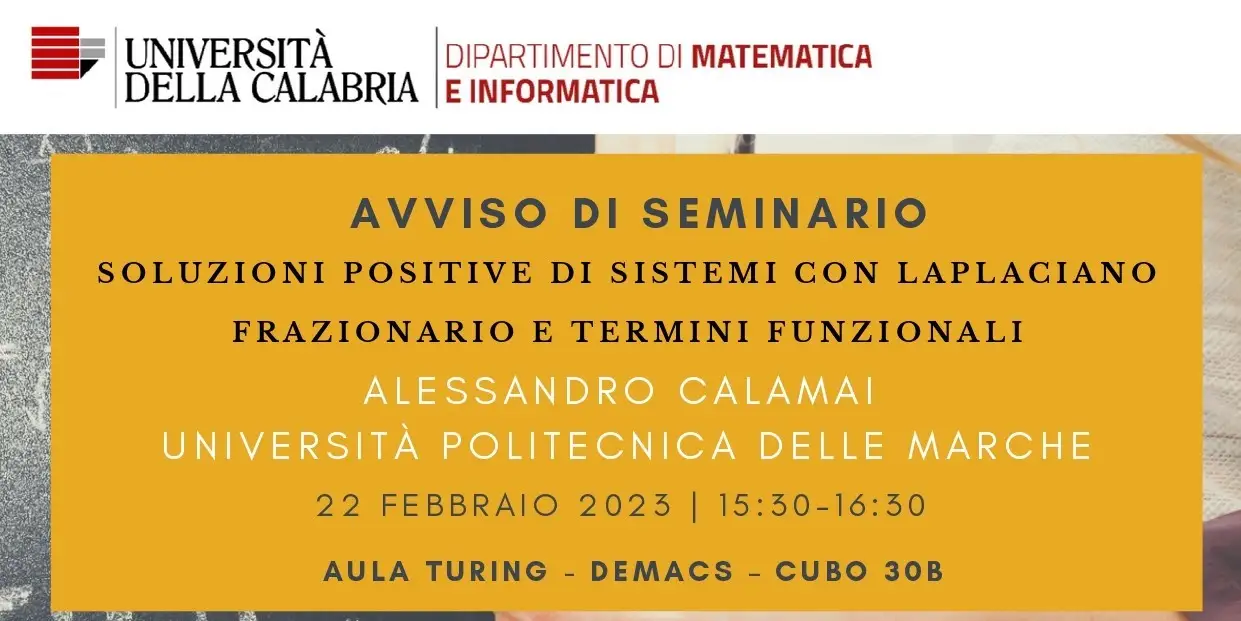Seminario prof. Alessandro CALAMAI 22/02/2023 - ore 15:30