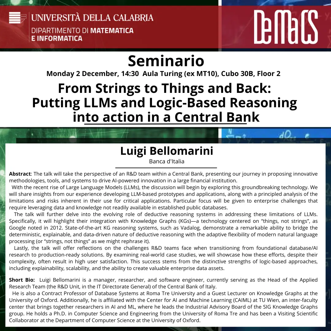 Luigi Bellomarini - Seminario del 2024-12-02 - DeMaCs